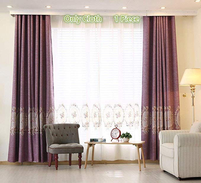 TIYANA Purple Cloth Embroidery Curtains with Grommets for Villa Mild Luxury Romantic Design Custom Made Floral Embroidered Curtains Extra Wide for Living Room, 1 Piece, Proud Peacocks, 145x96 inch