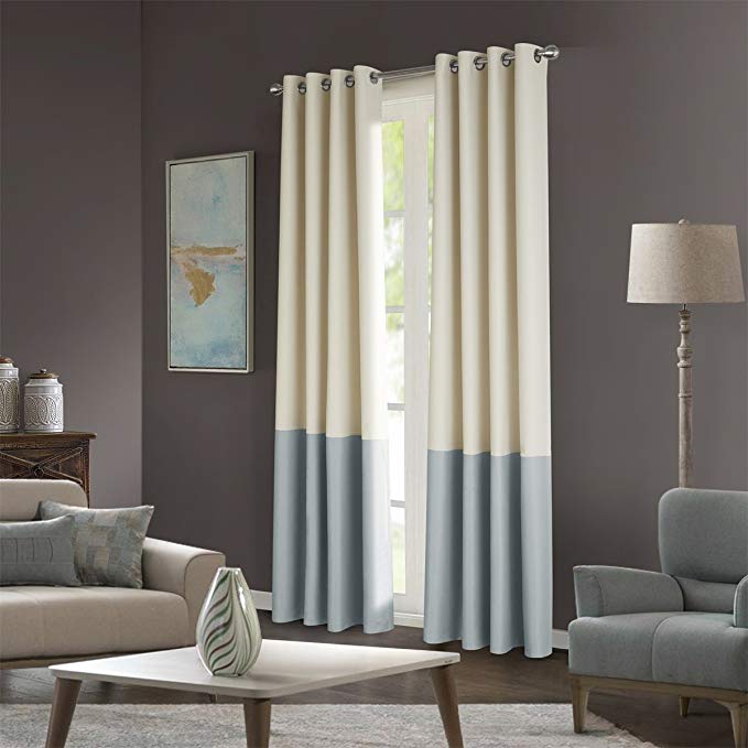 Dreaming Casa Stitching Style Two Tone Curtains Light Blocking Drapes Color Block Curtains 72