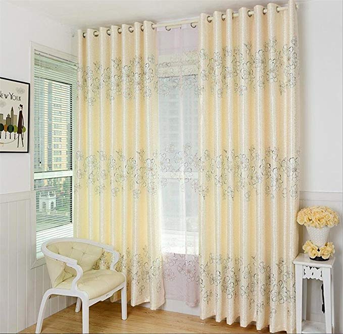 GFYWZ Curtains High-grade European style Polyester Cationic Jacquard Blackout Noise Reduction Durable Living room Bedroom Decor Window Drapes , 2 , B