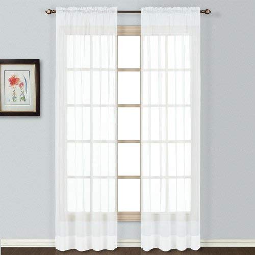 United Curtain Batiste Semi-Sheer Window Curtain Panel, 54 by 54-Inch, White